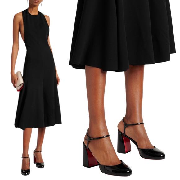 Christian Louboutin Jane 85 Patent Leather Pump Ankle Strap Black Size 38 - Picture 1 of 14